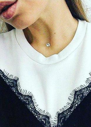 Колье невидимка на шею белый циркон